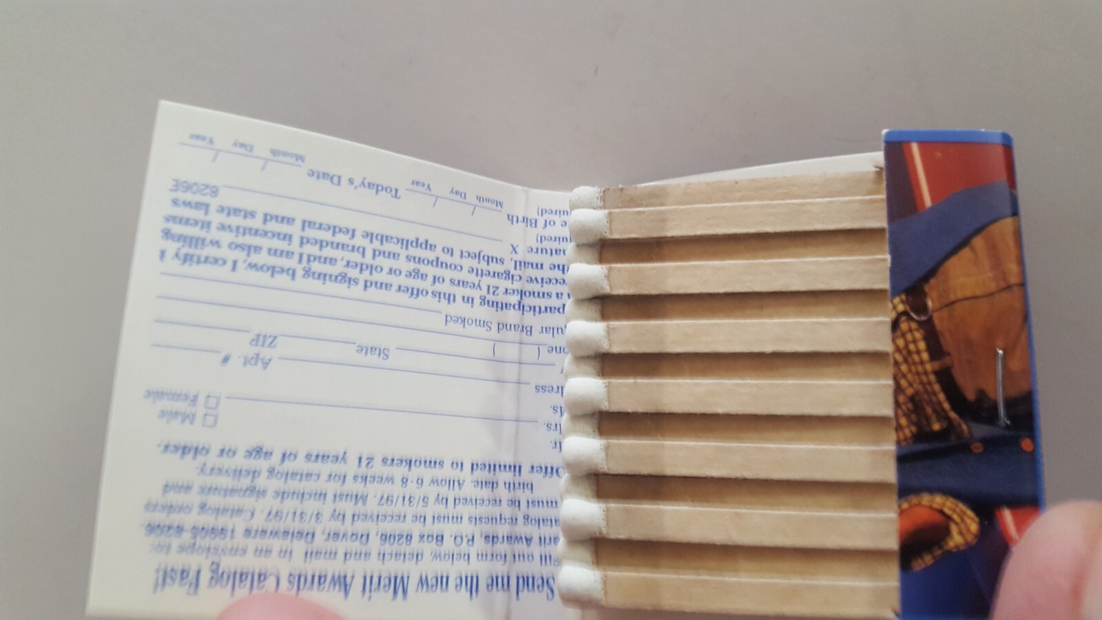Matchbook Merit Cigarettes. Yes You Can. FULL. C1