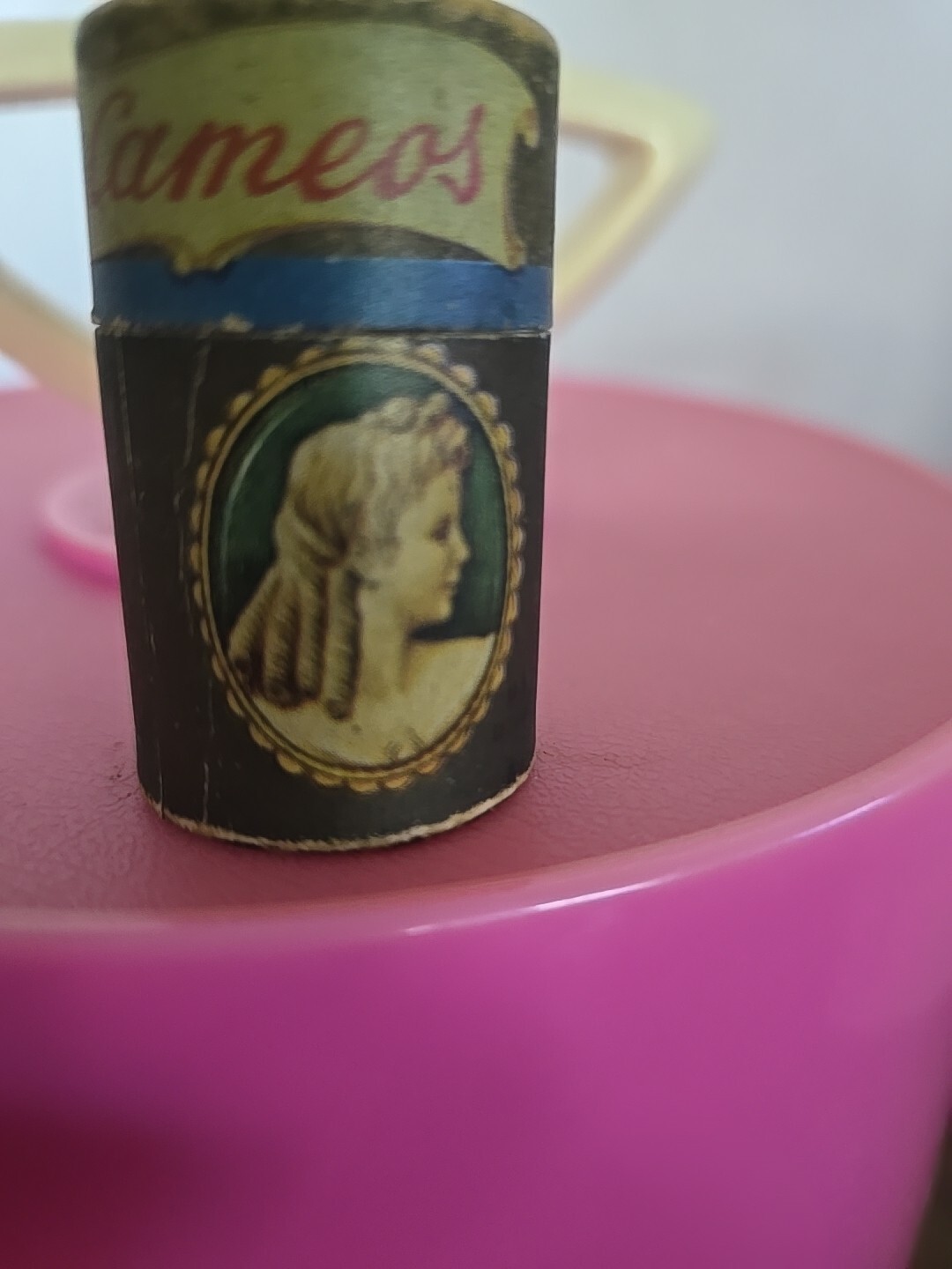 Vintage Golden Cameo Stick Matches in Original Cardboard Canister W Wax Matches