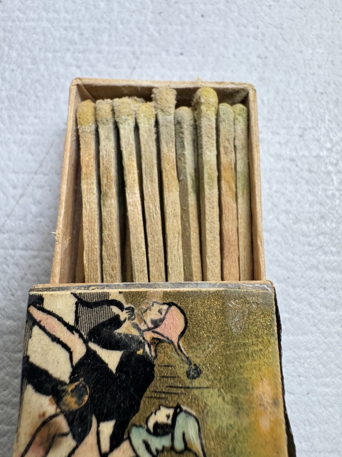 Vintage Antique Matchbook Full Cardboard Box Colorful Graphics Swedish