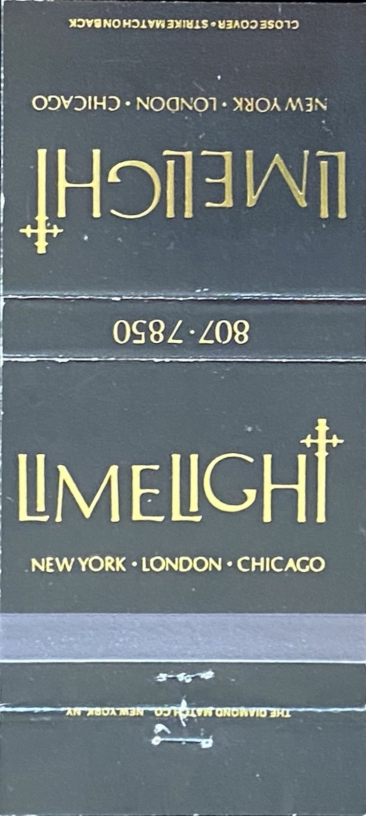 LIMELIGHT New York London Chicago Vintage 30-Striker Matchbook Cover B-5154