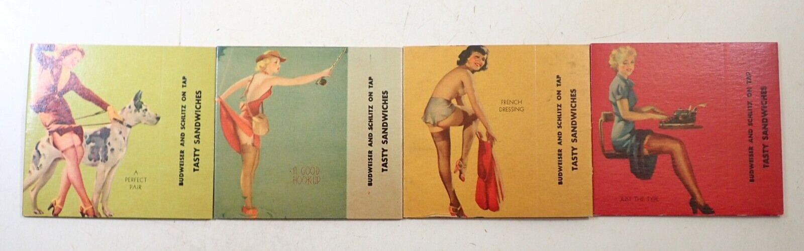 Lot of 4 Vintage NOS Elvgren Pinup Girl Cig-A-Paks Matchbook Advertising Premium