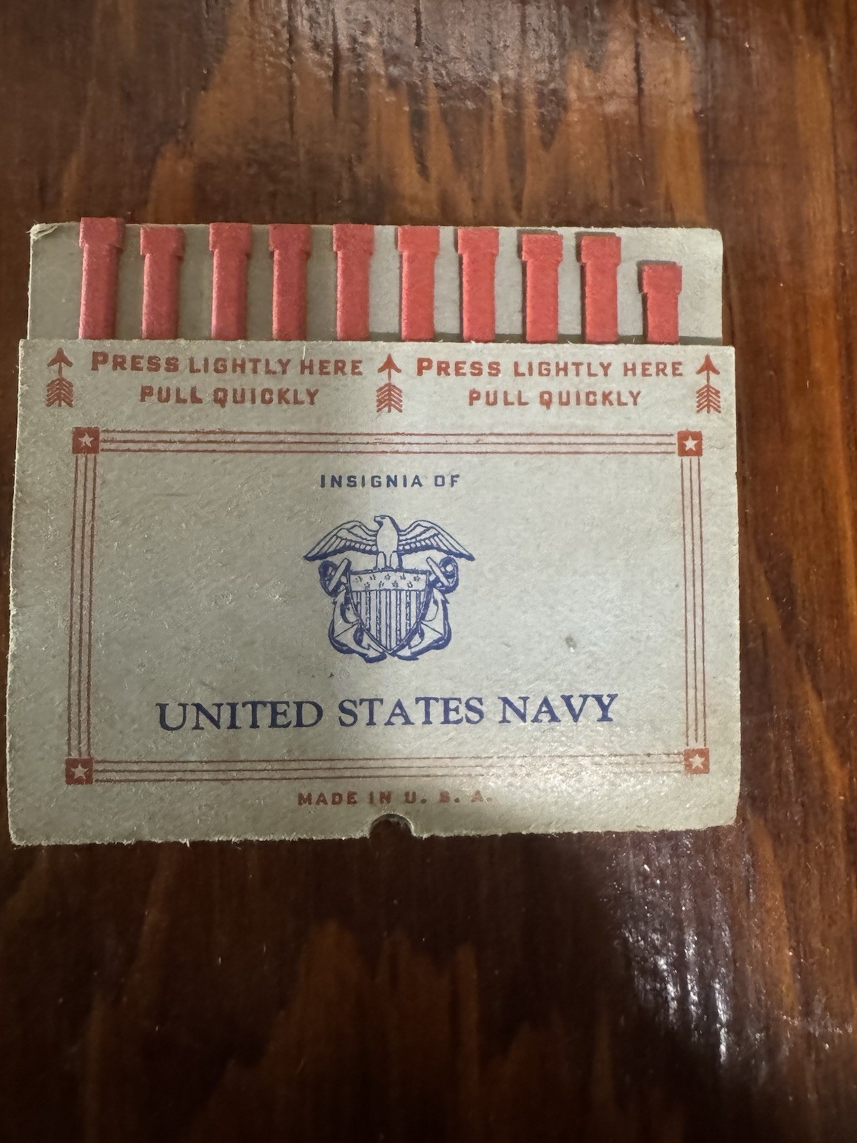 1942 World War II United States Navy Pullmatch Matchbook FULL NRMT CONDITION.