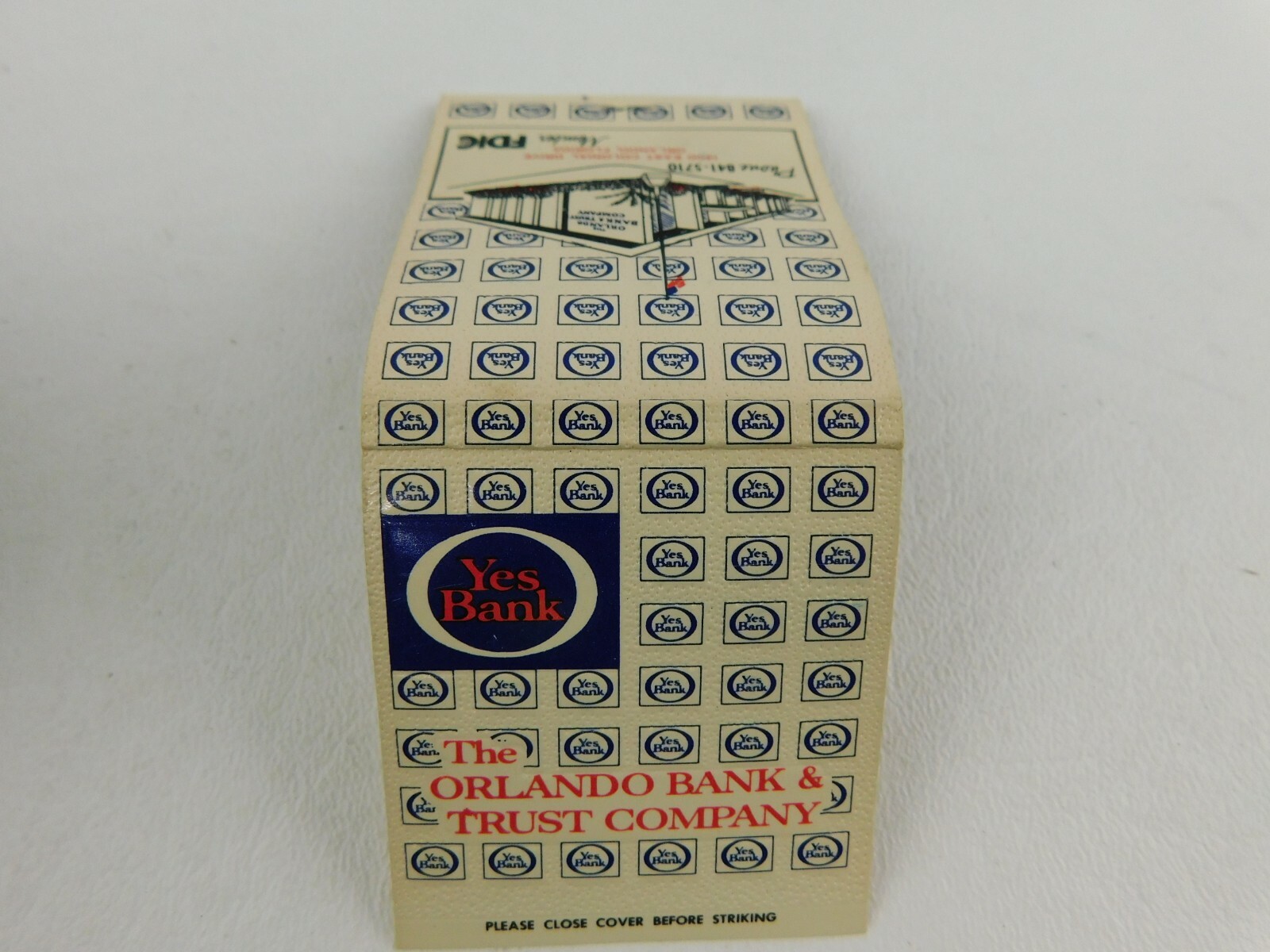 Yes Bank The Orlando Bank Trust Co FL Front Strike Unstruck Vintage Matchbook Ad