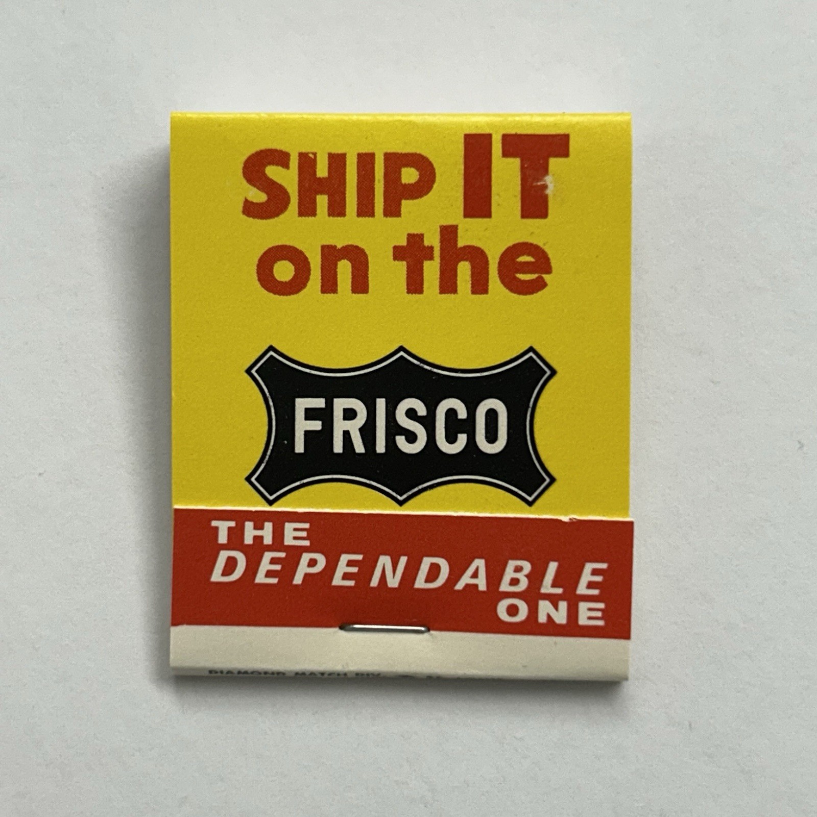 VTG Ship it on the Frisco Line Boxcar w/ 25 Matchbooks Cardboard Train Railway