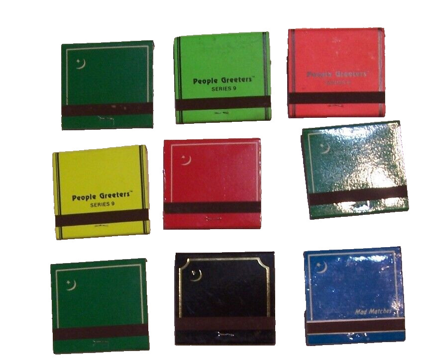 9 Collectible New Vintage Matchbook Lot People Greeters Sexy Pick Up Lines 1984