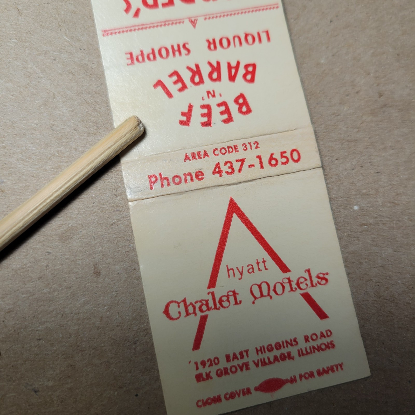 Matchbook Cover Chalet Motels Lander’s Elk Grove Village IL Illinois
