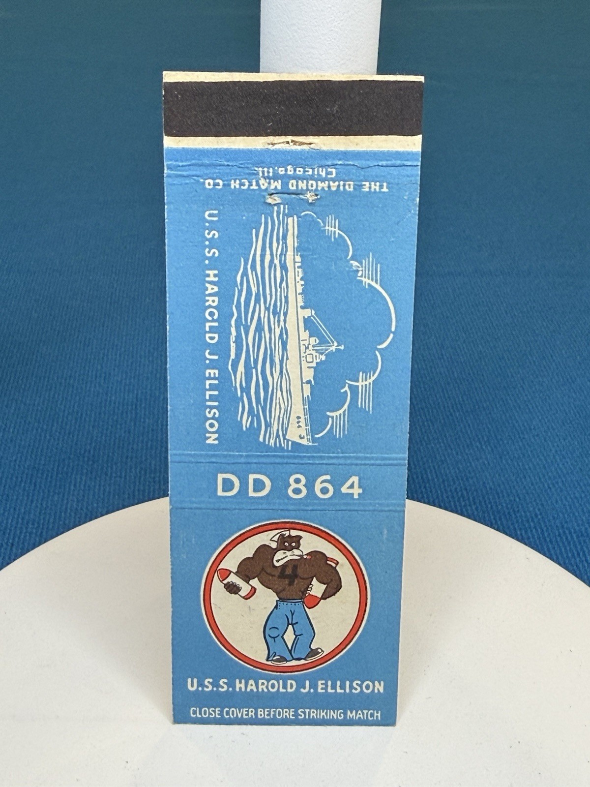 USS Harold J Ellison DD 864 United States Navy Ship VTG Matchbook Cover 1214