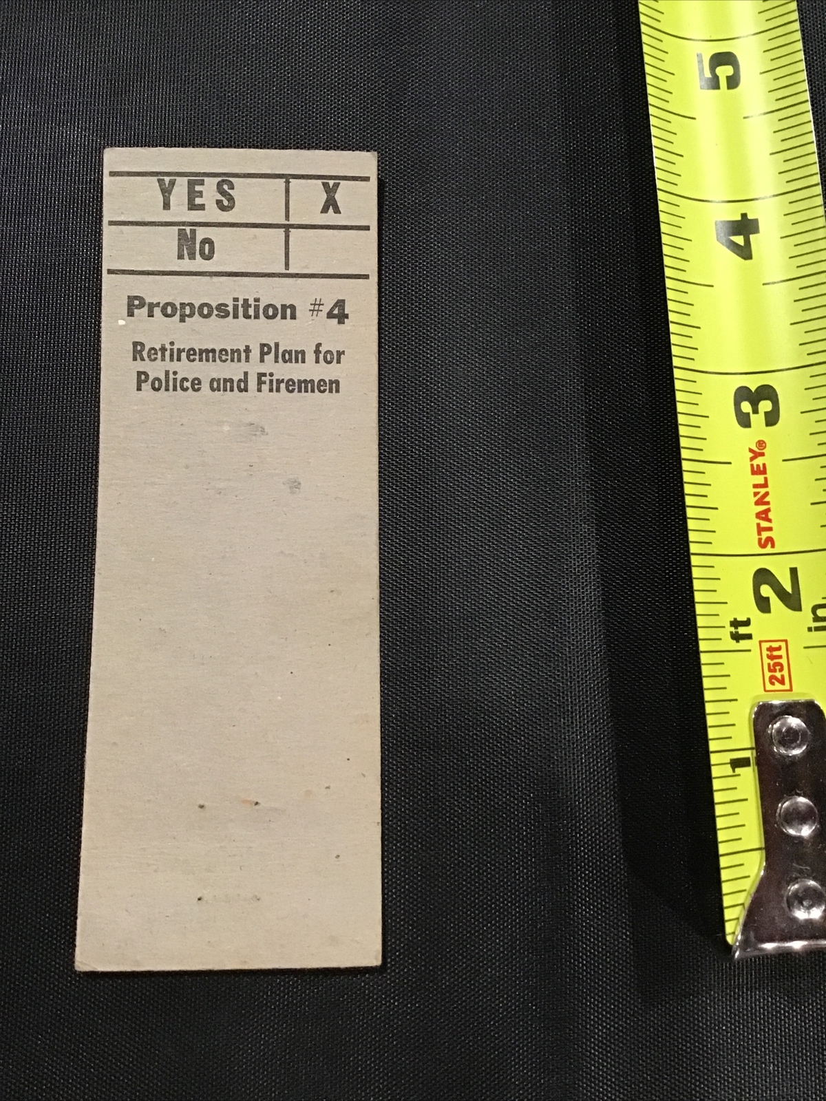 Vote Yes Prop #4 Retirement Police & Fireman Matchbook Cover