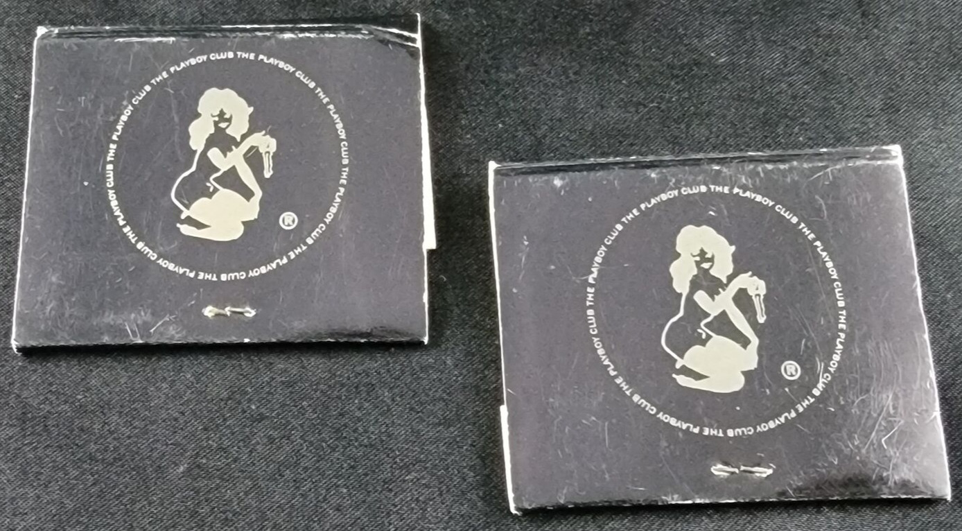 Playboy Club Advertising Matchbooks Large Black w/ Woman Lot x2 Vintage