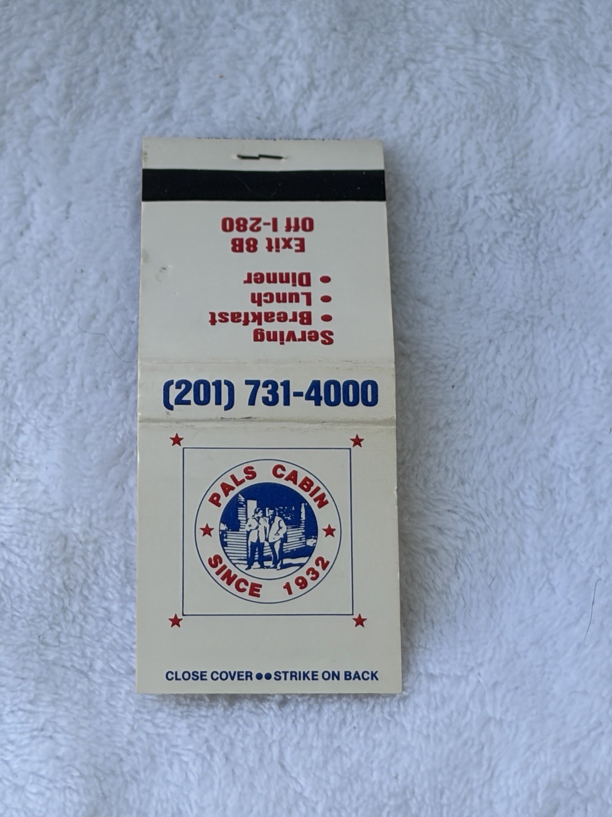 Vintage PALS CABIN Restaurant matchbook; Unstruck NOS; West Orange, NJ