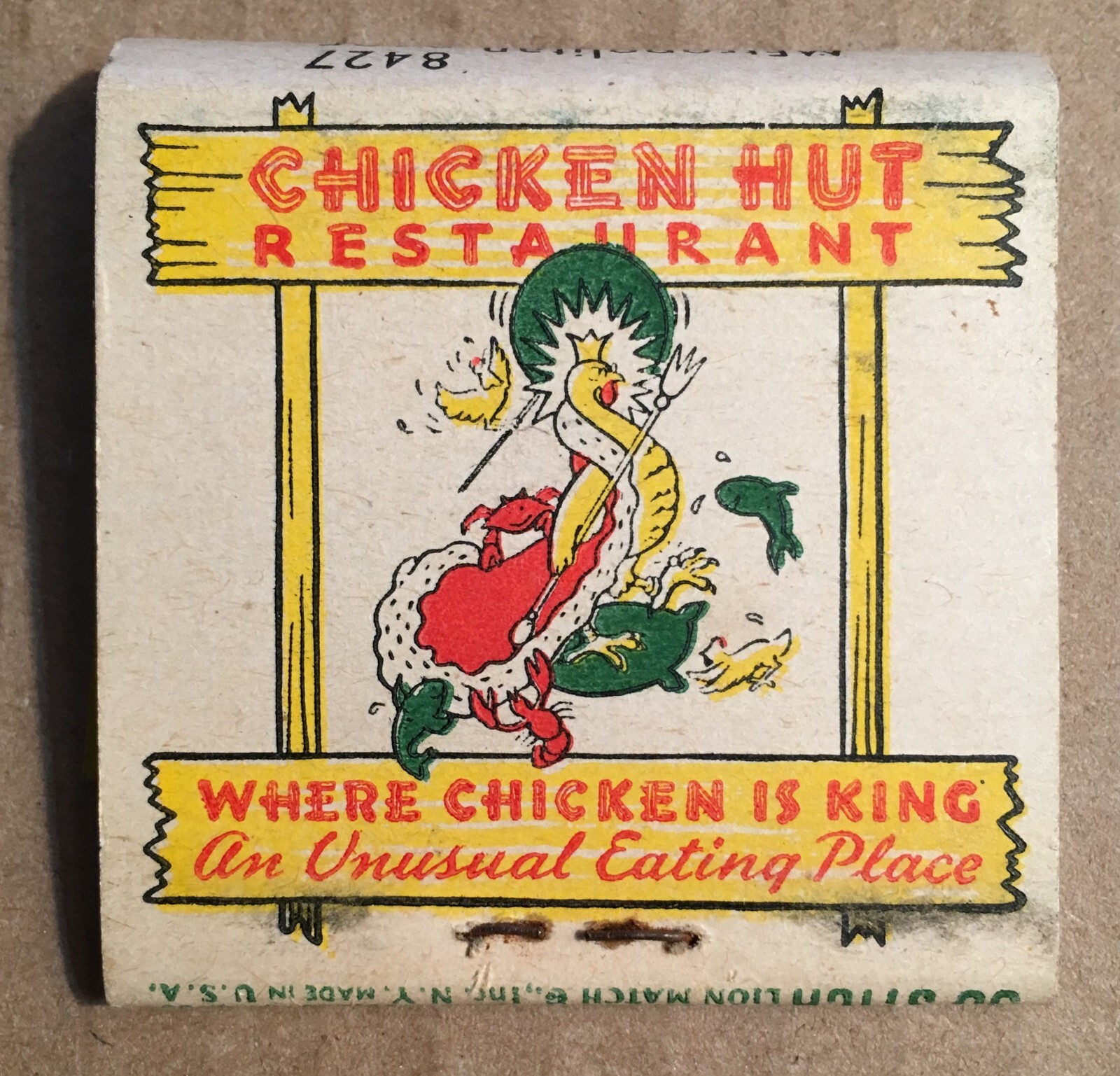 CHICKEN HUT RESTAURANT (WASHINGTON, DC) “WHERE CHICKEN IS KING” FULL MATCH BOOK