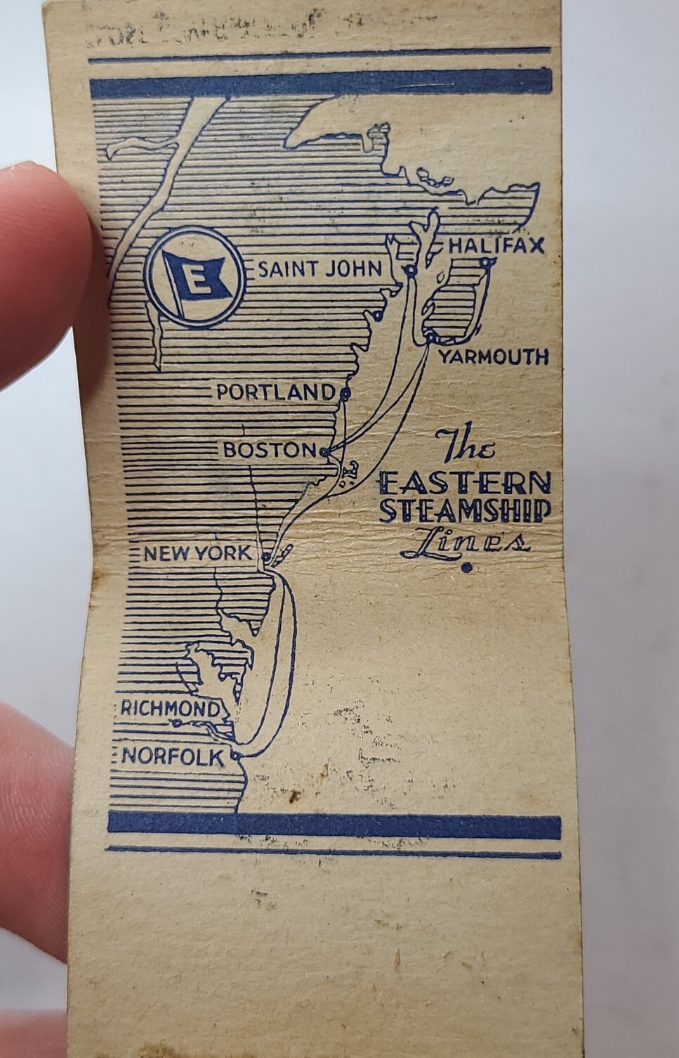 EASTERN STEAMSHIP LINES 1930/40s MATCHBOOK EMPTY FRONT STRIKE NAUTICAL