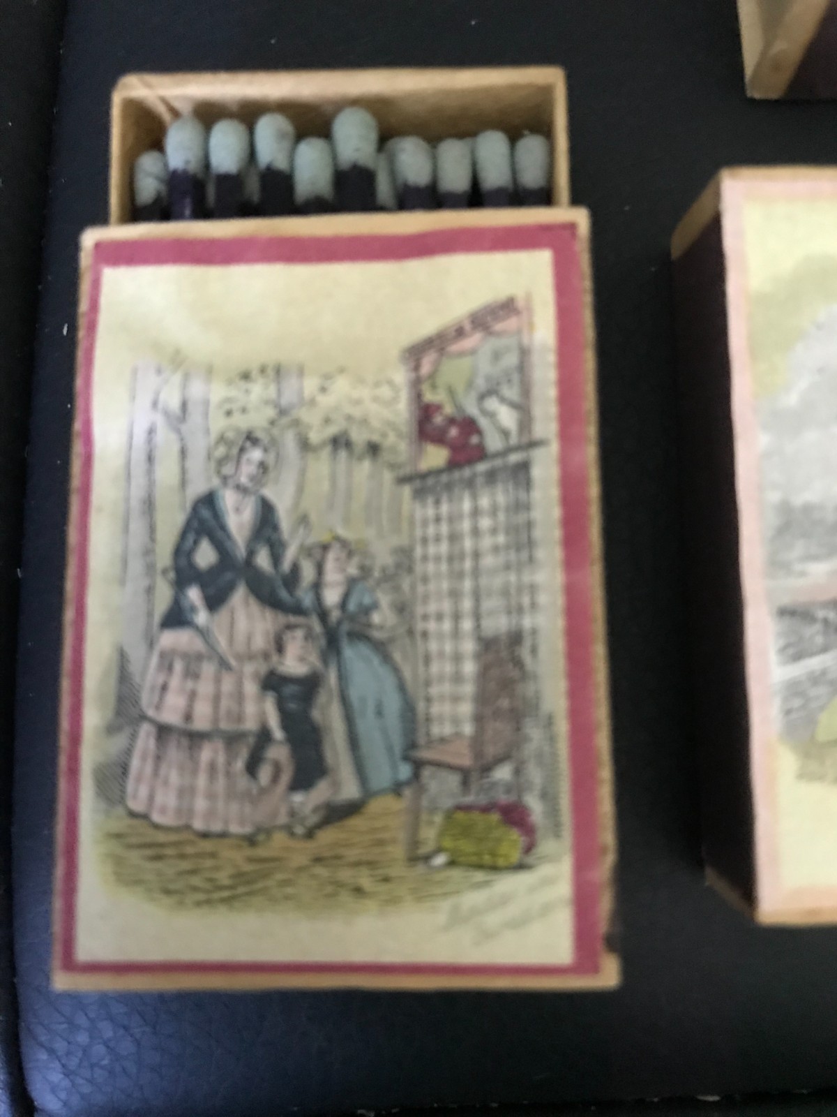 Set of 4 Cardboard Matchboxes with a Pattern of French Fashion Ladies – H aga