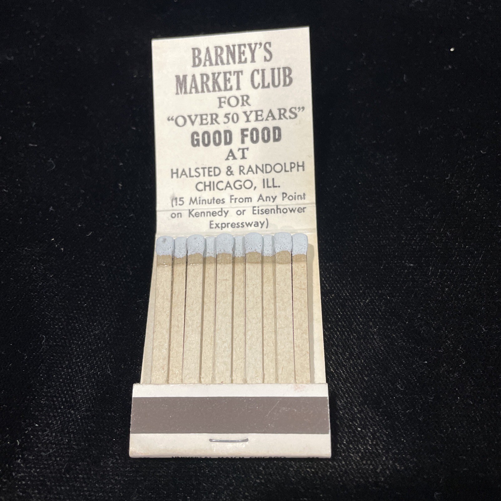 Vintage Matchbook Barney’s Market Club, Chicago, IL “Yes Sir, Senator” Unused