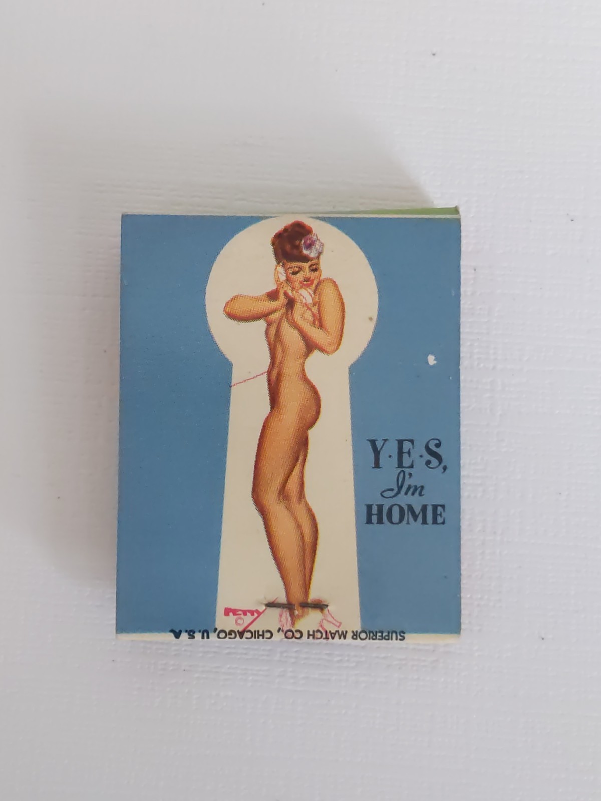 Vintage PINUP Naked Woman Lady Matchbook Renner’s Used Cars Unstruck Yes Im Home