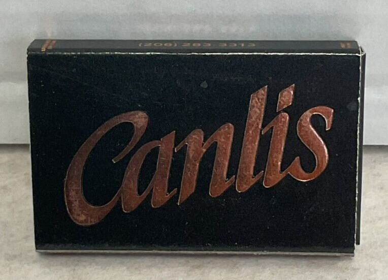 VINTAGE CANLIS RESTAURANT SEATTLE WA BLACK & COPPER PARTIAL MATCH BOX