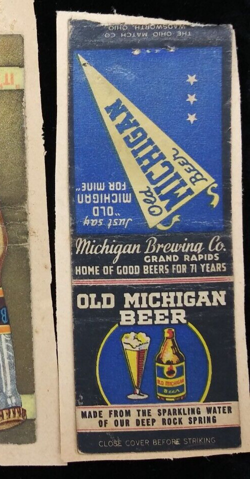 Genuine 3 Old Brewery Advertising Matchbook Covers Mounted on Cardboard