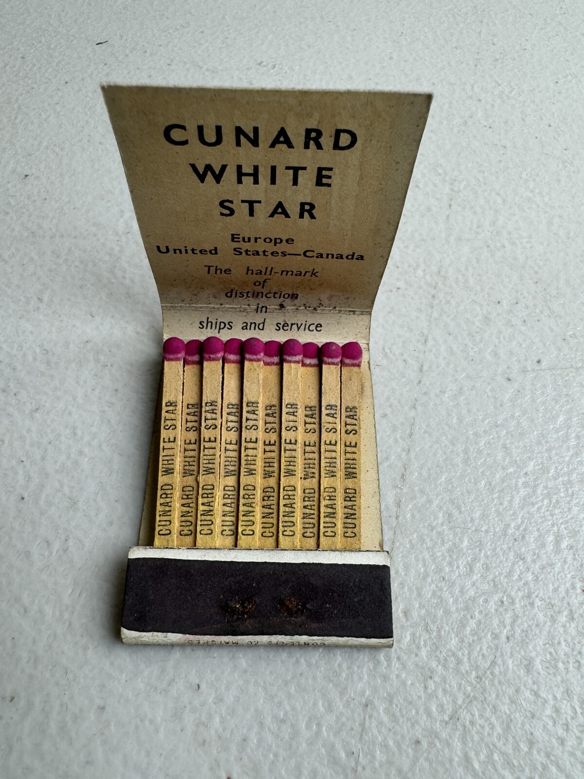 C 1930 Cunard White Star Lines Matchbook Cruise Ship-Full Unused