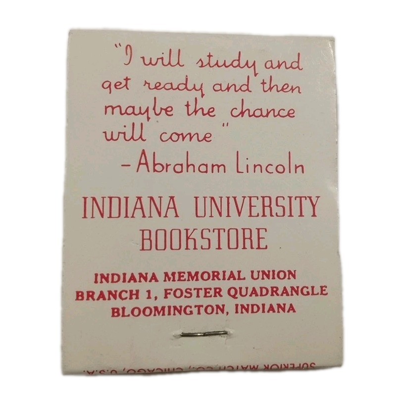 Indiana University Bookstore Bloomington Indiana Full Vintage Matchbook