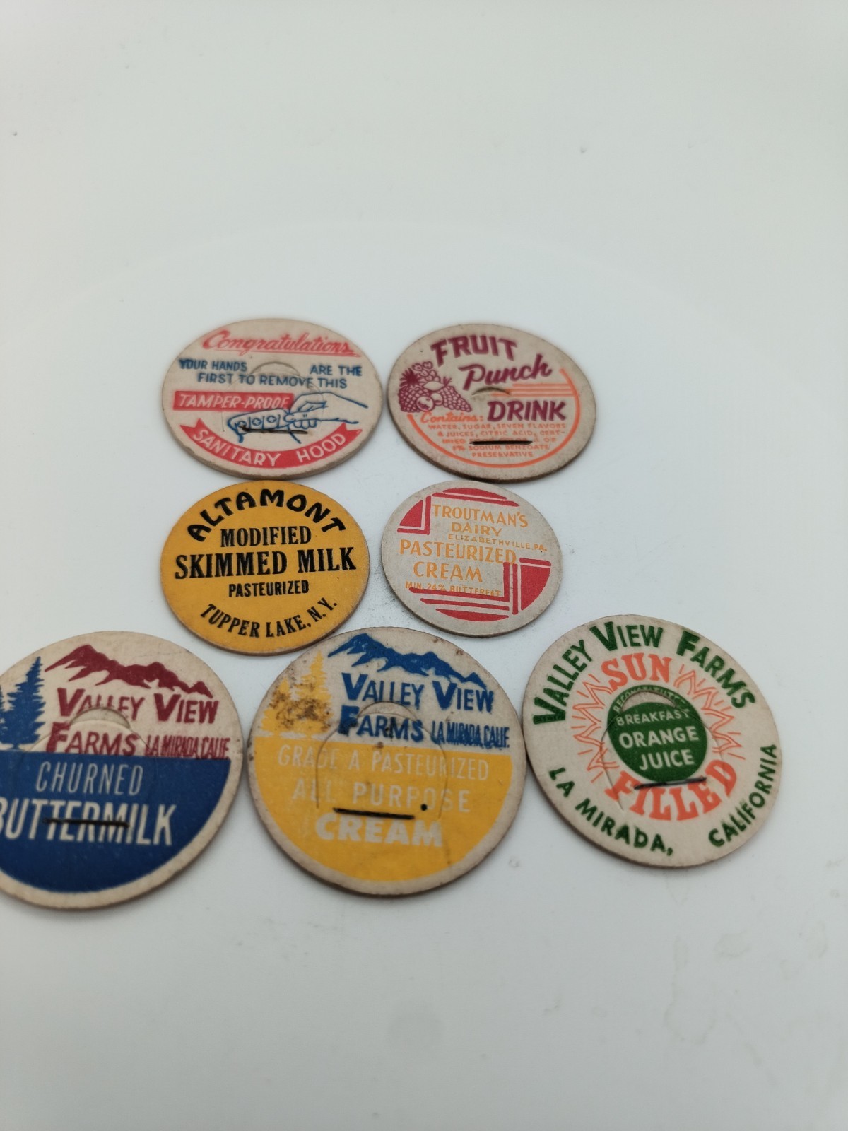 20 VINTAGE CARDBOARD MILK TOPS **VERY GOOD CONDITION**