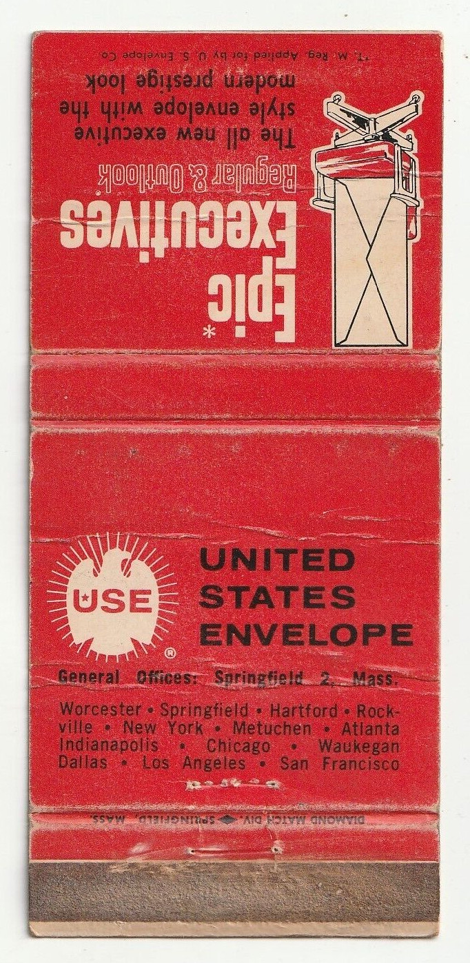 MATCHBOOK COVER – UNITED STATES ENVELOPE – SPRINGFIELD MASSACHUSETTS – EXECUTIVE
