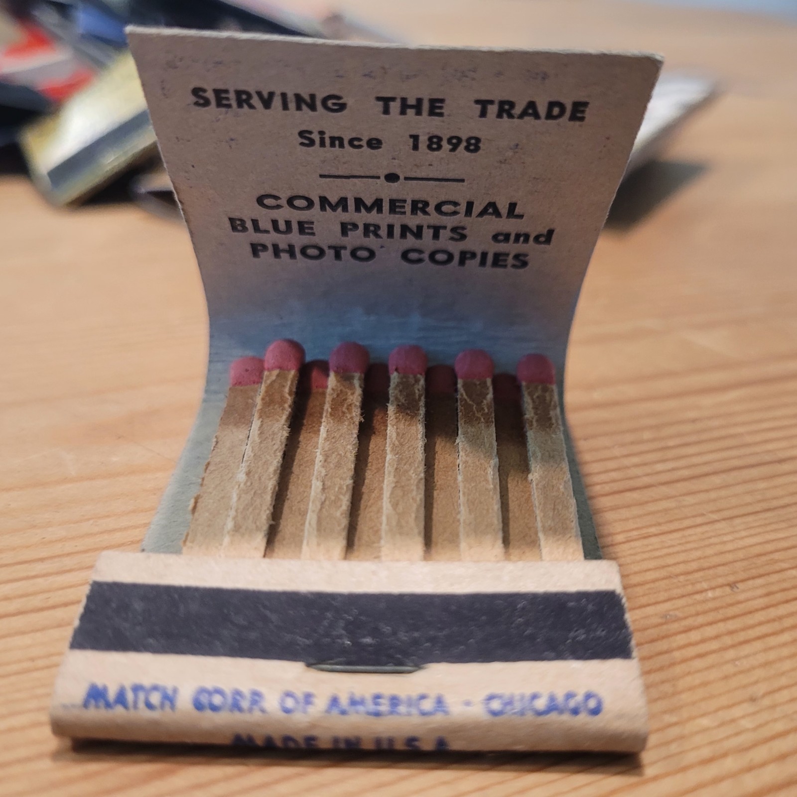 Vintage Advertising Matchbook United States Blue Print Paper Company Chicago IL
