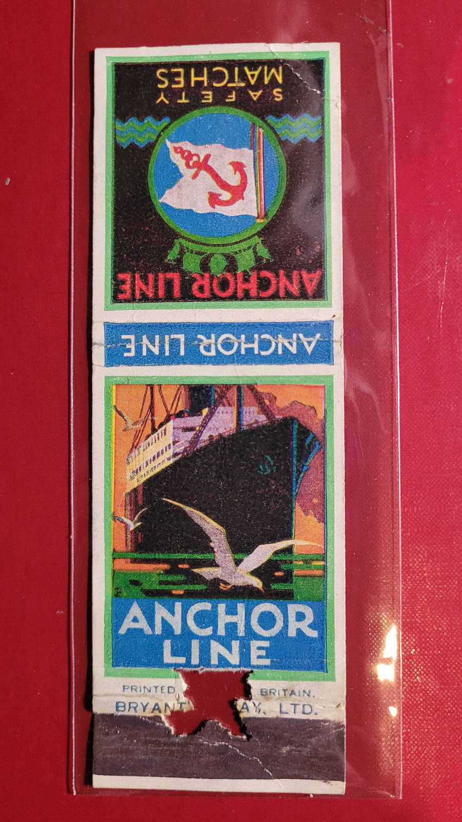 1930’s Anchor Line Cruise Ship Matchbook Match Cover