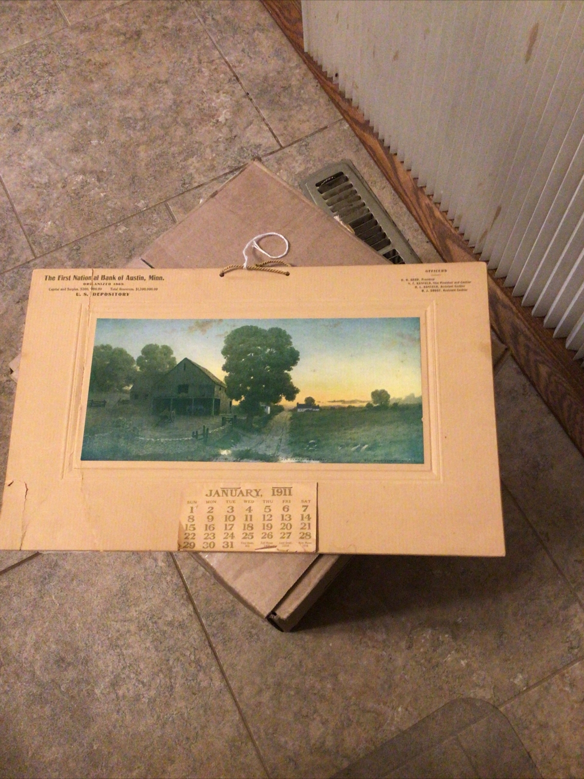 CARDBOARD 1 ST NATIONAL BANK AUSTIN MINN 1911 CALANDER Advertising Minnesota
