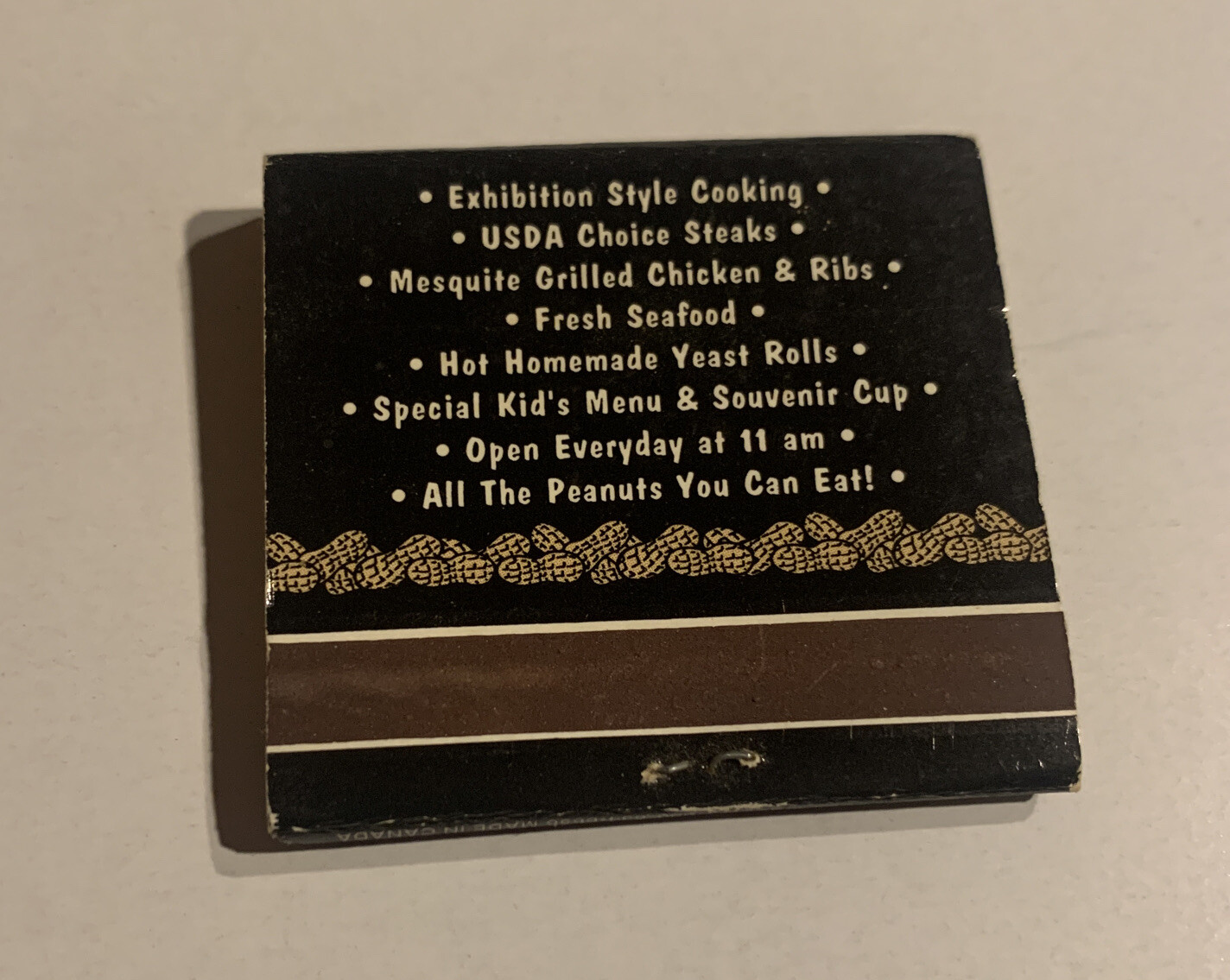Vintage Roadhouse Grill Matchbook Matches Black Southern United States Full Ad