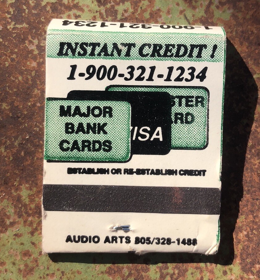 Credit Problems? We Say Yes! Instant Credit Bank Card Unstruck Matchbook 70s