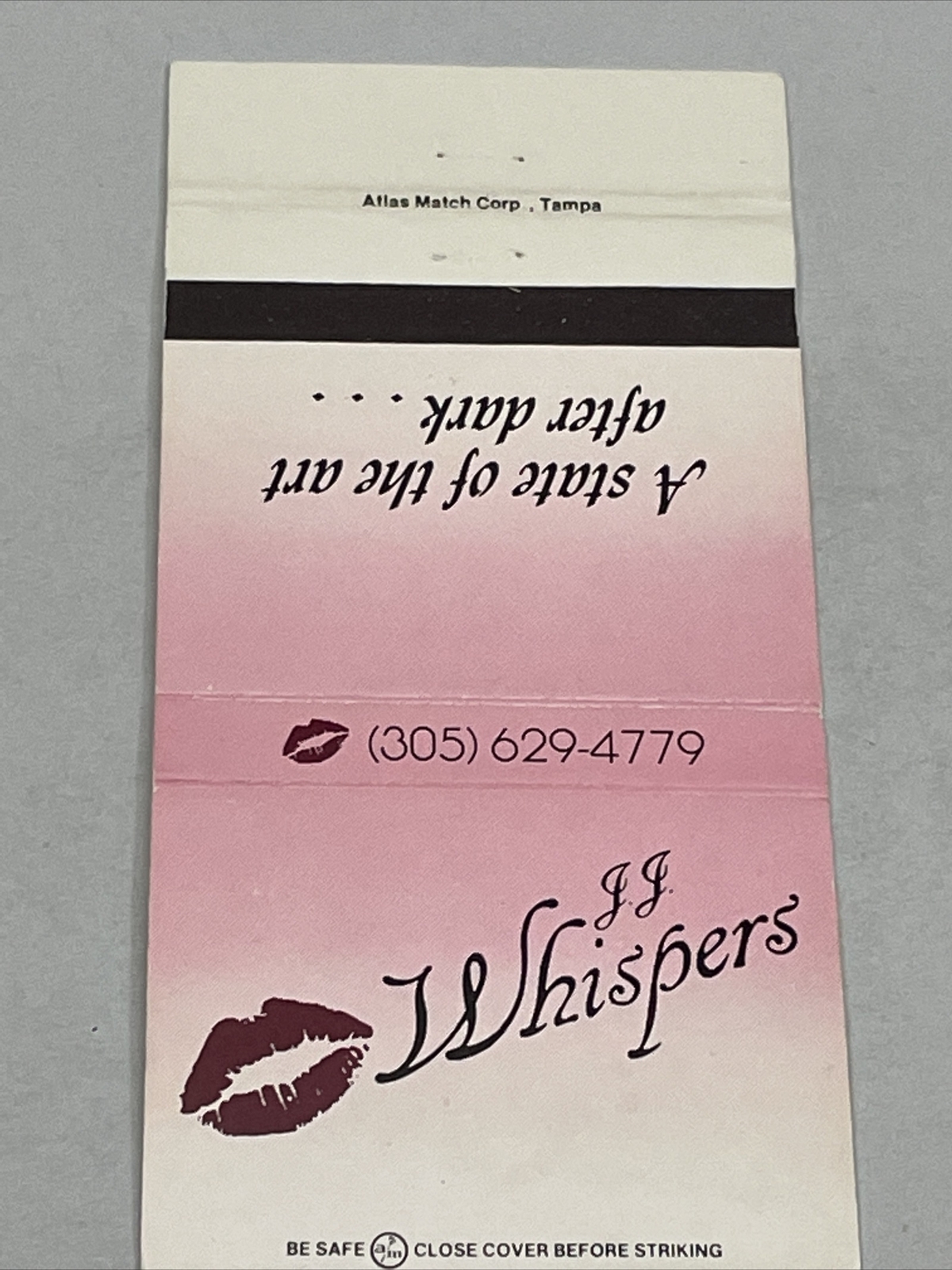 Vintage Matchbook Cover JJ Whispers Orlando, Florida gmg Unstruck