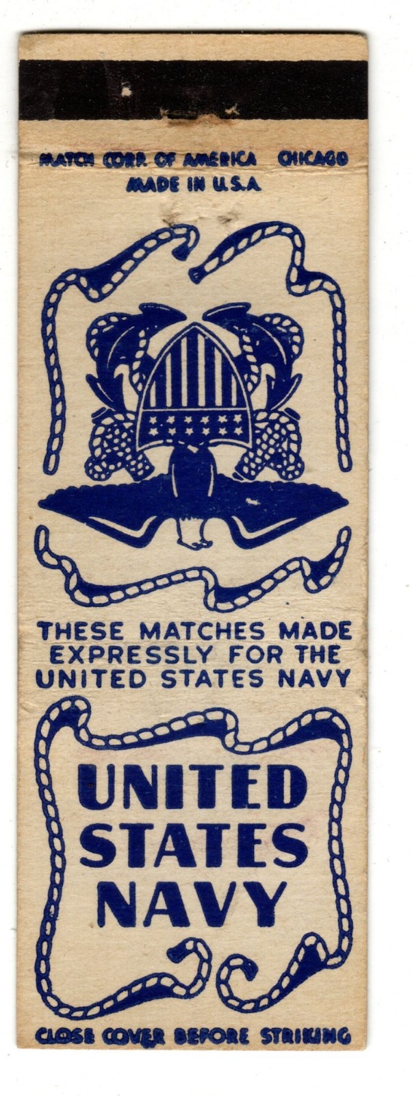 UNITED STATES NAVY matchbook matchcover – MILITARY