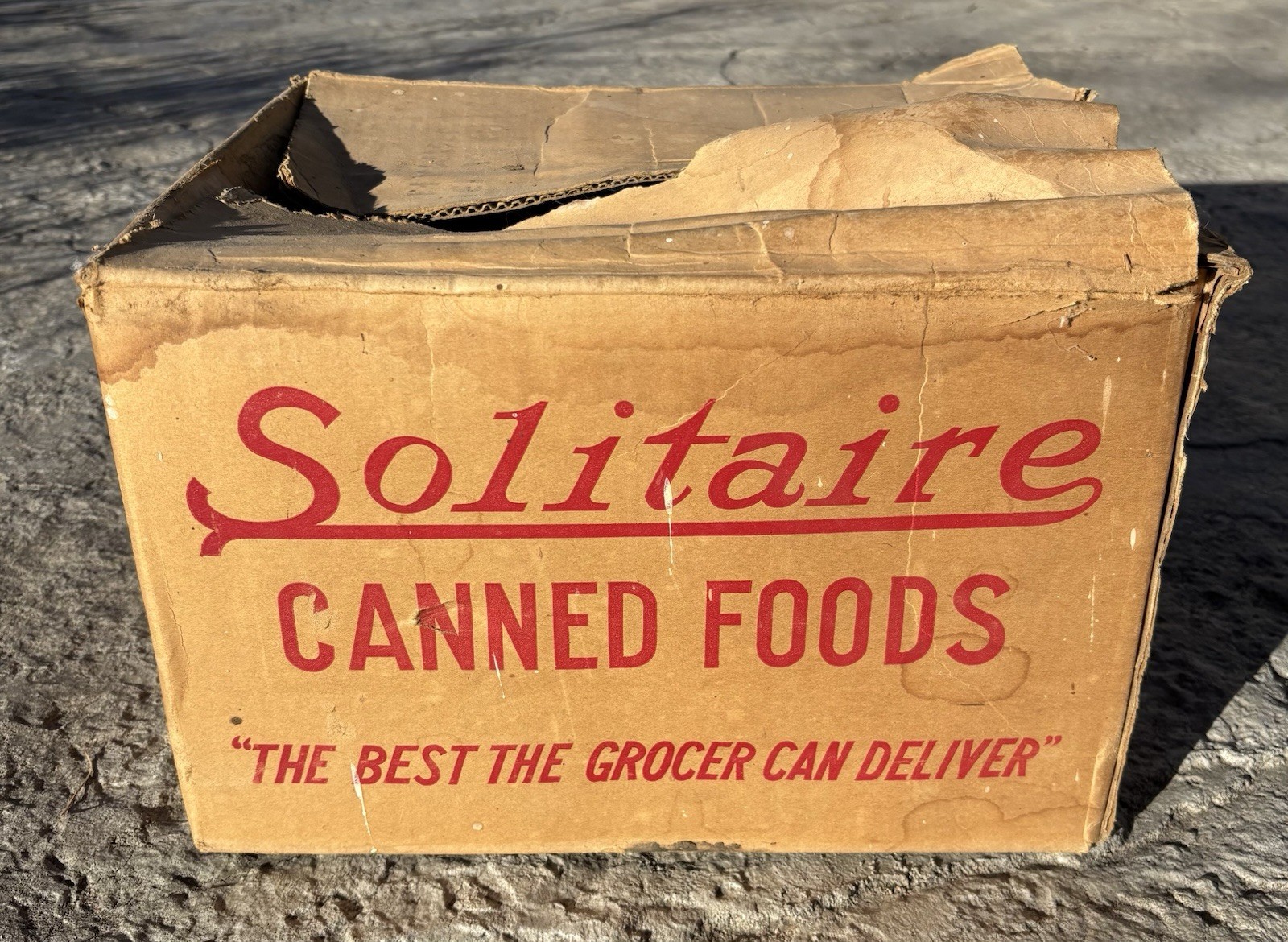Vintage Solitaire Cardboard Box for Canned Spinach Morey Mercantile Denver CO