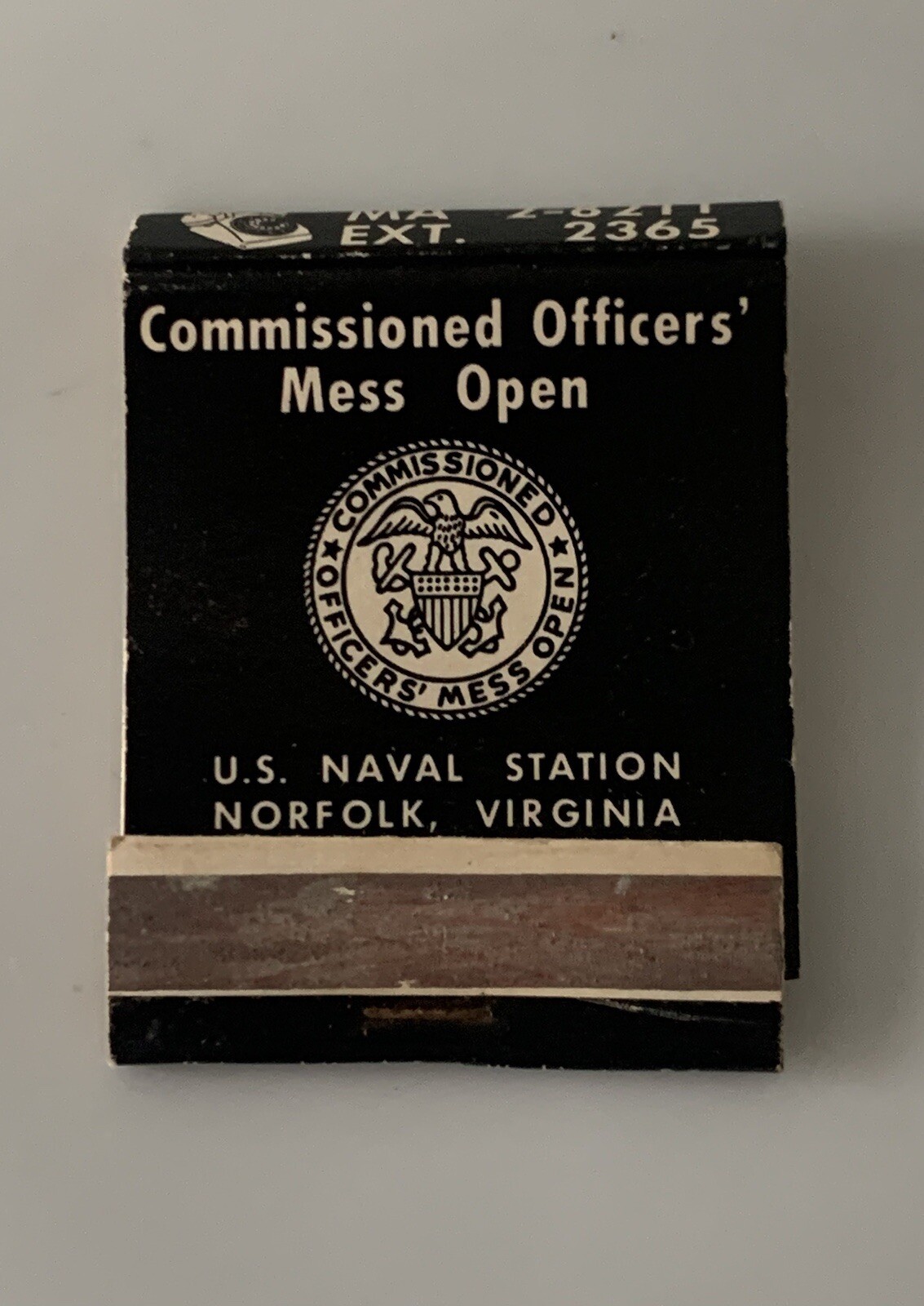United States ~ Naval Station ~ Norfolk Virginia ~ Vintage Matchbook Cover ~
