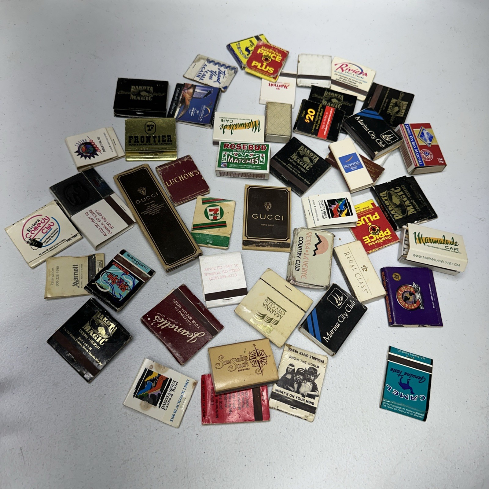 Lot Of Vintage Matchbooks And Matchboxes Variety Gucci Hong Kong 7/11 Camel Etc