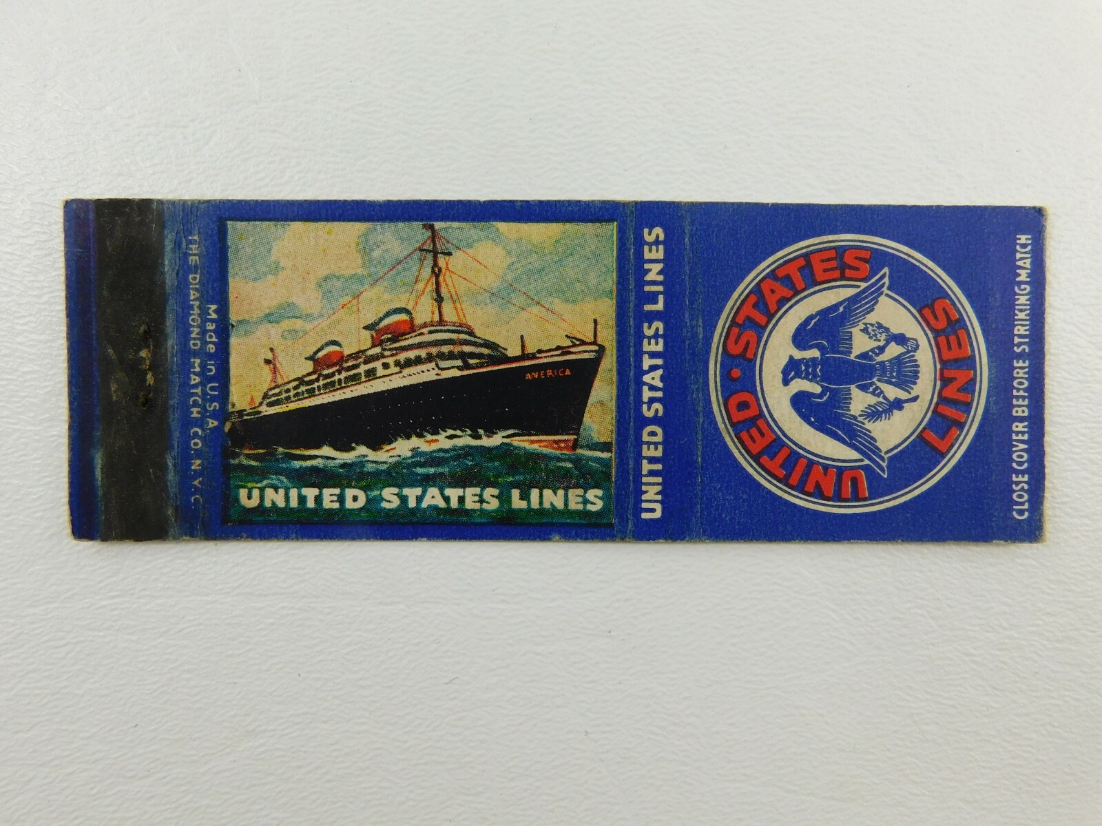 United States Lines Ship Patriotic Military Vintage Matchbook Cover WW2