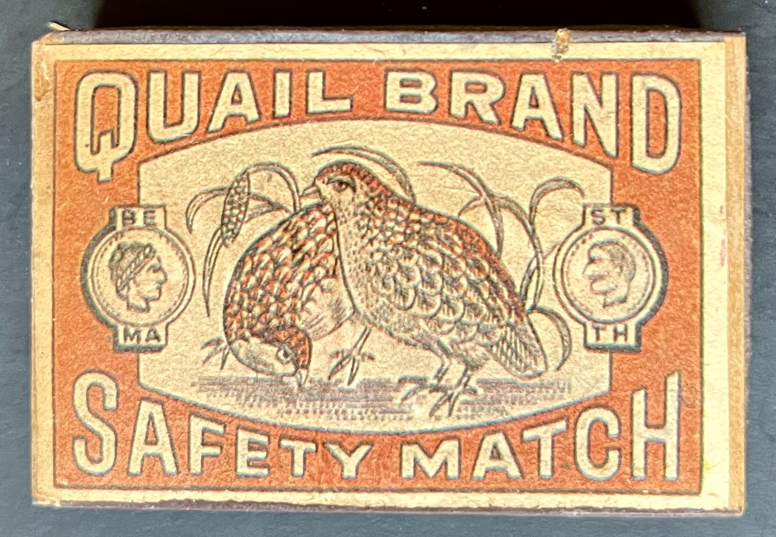 Vintage Antique Bird Quail Safety Matches Full Cardboard Box Detailed Graphics