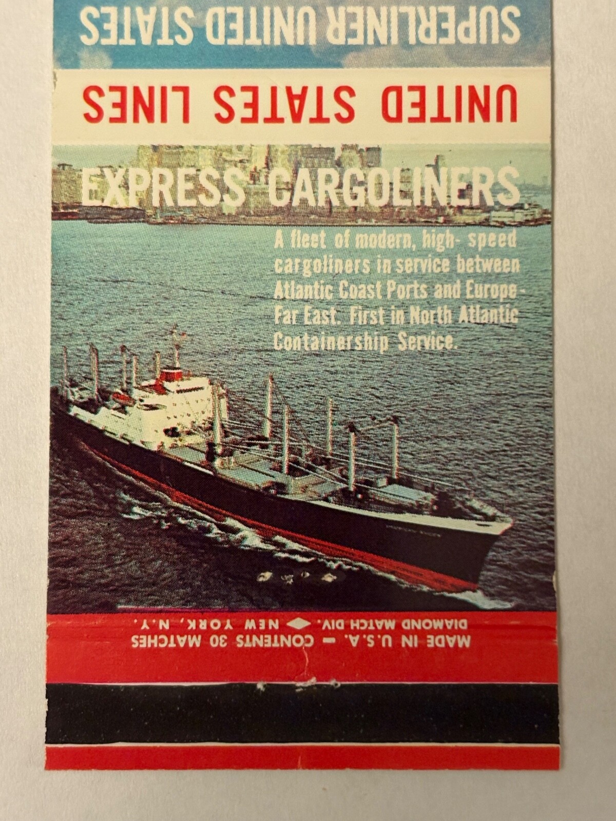United States Lines Matchbook Cover Superliner Express Cargoliners Luxury Cruise