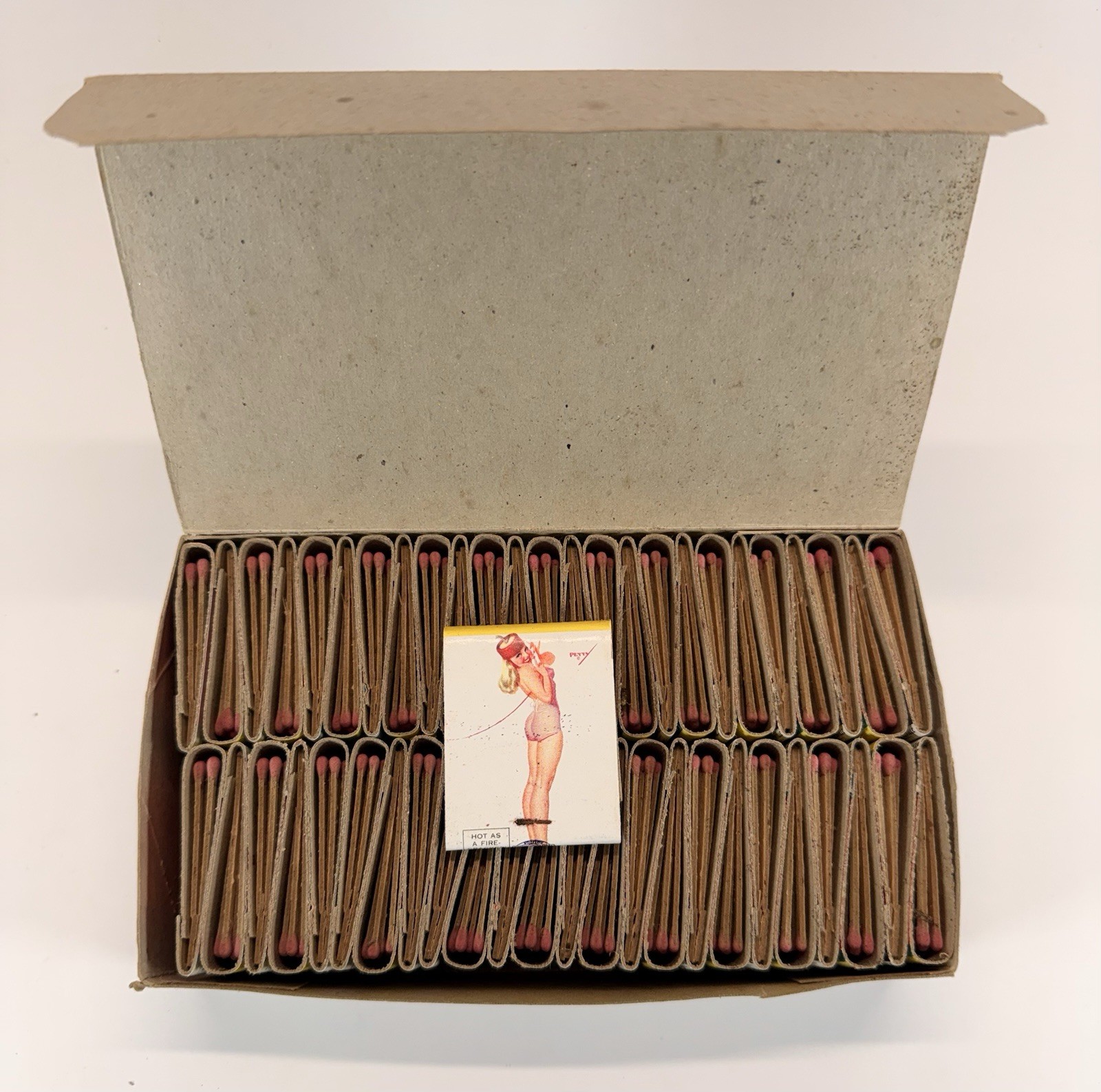 Vintage 50 Pleasure Pipe Matchbooks Display Box Petty Pin Up East Bridgewater