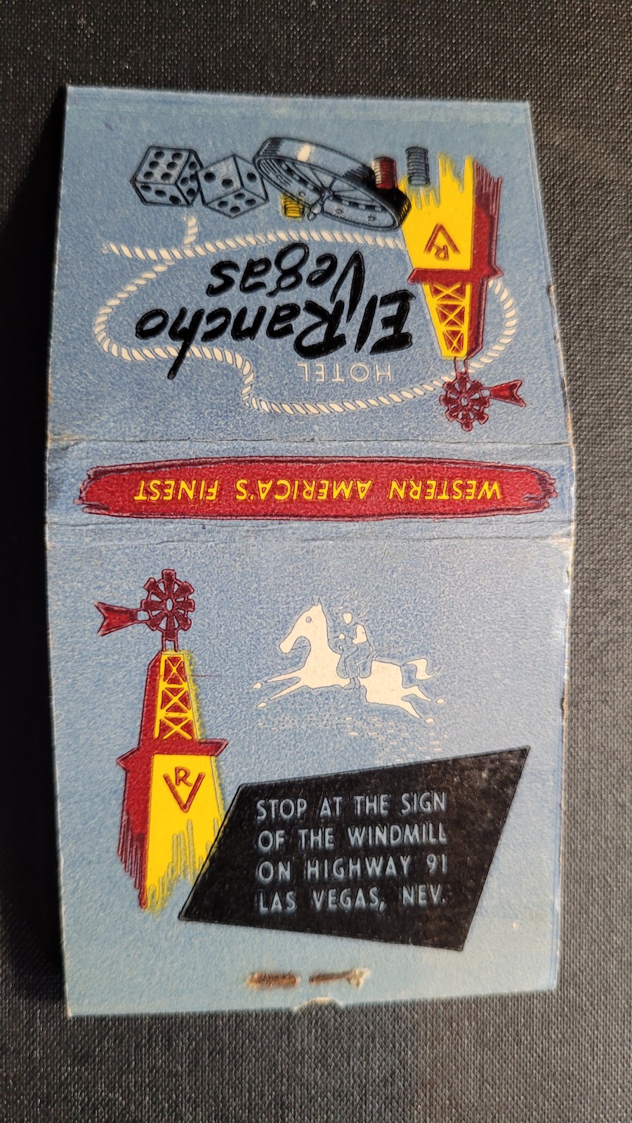 1940s El Rancho Vegas Unstruck Lion Feature Matchbook Match Cover