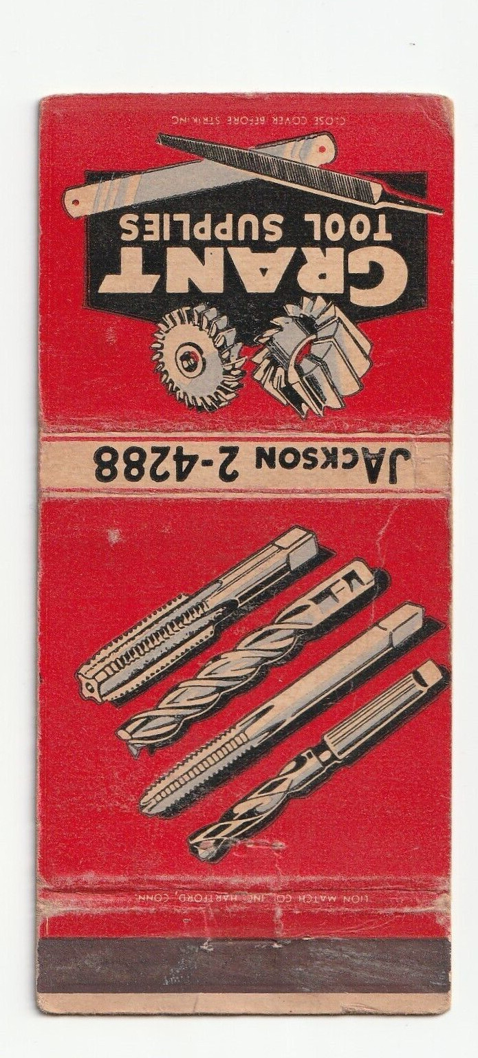 MATCHBOOK COVER – GRANT TOOL SUPPLIES – HARTFORD CONNECTICUT