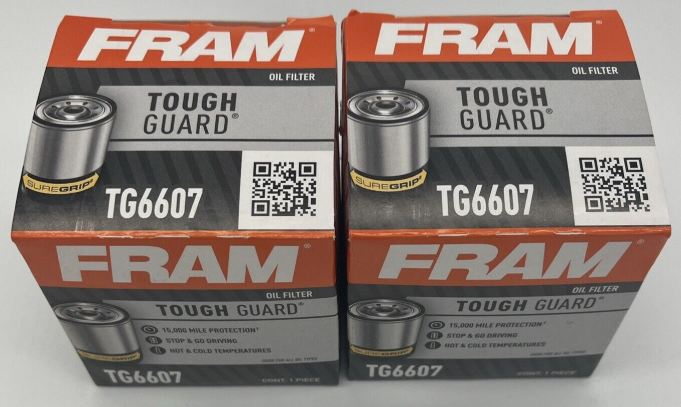 2 New Fram Oil Filters TG6607 Tough Guard Spin-On Filter with SureGrip 2 Filters