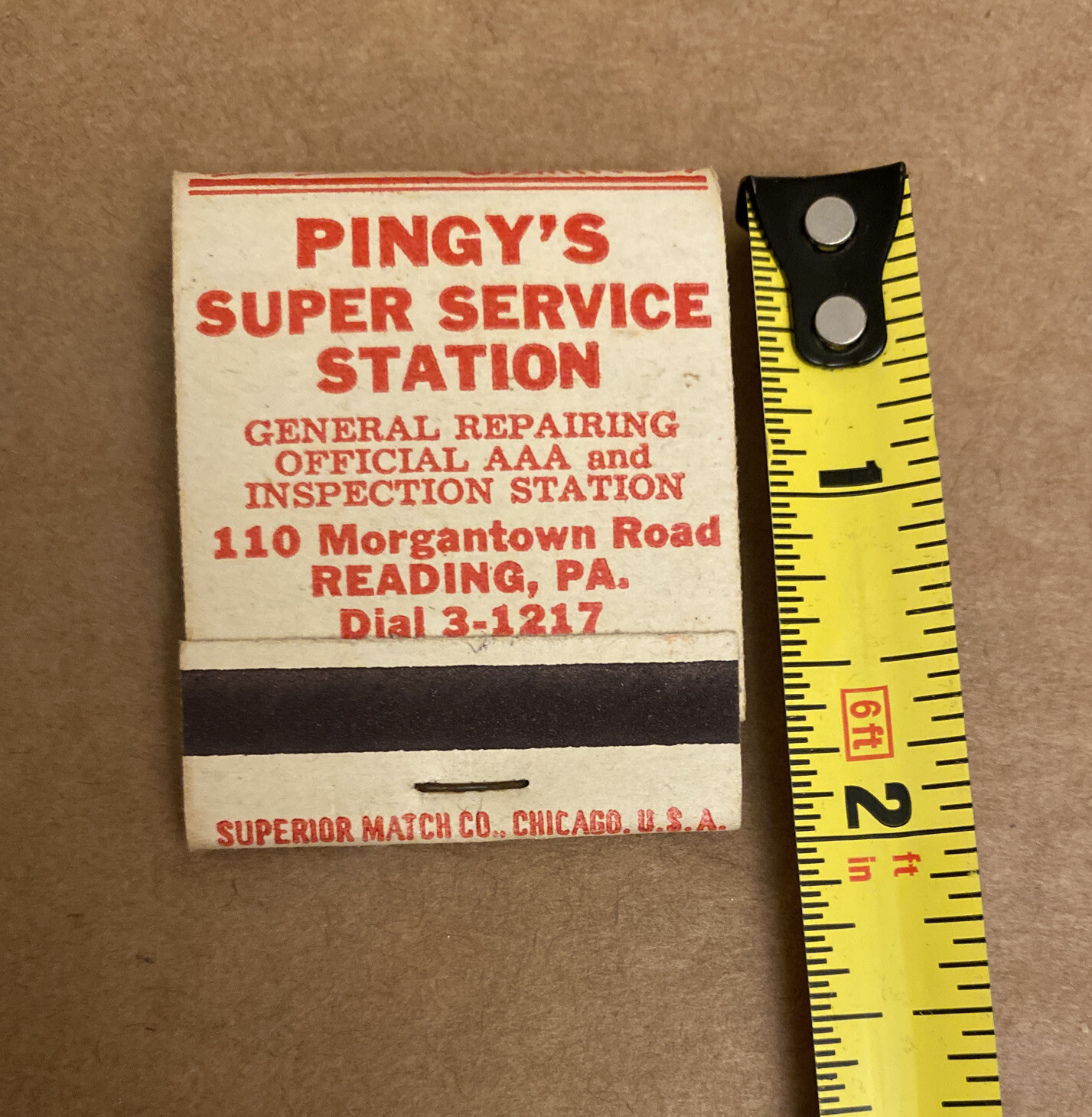 Vtg 1940s-1950s AUTO Service Station, Superior match co. Chicago, USA Match Book