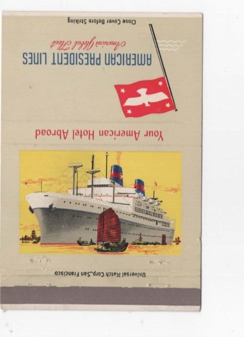 AMERICAN PRESIDENT LINES, Advertising Matchbook Cover