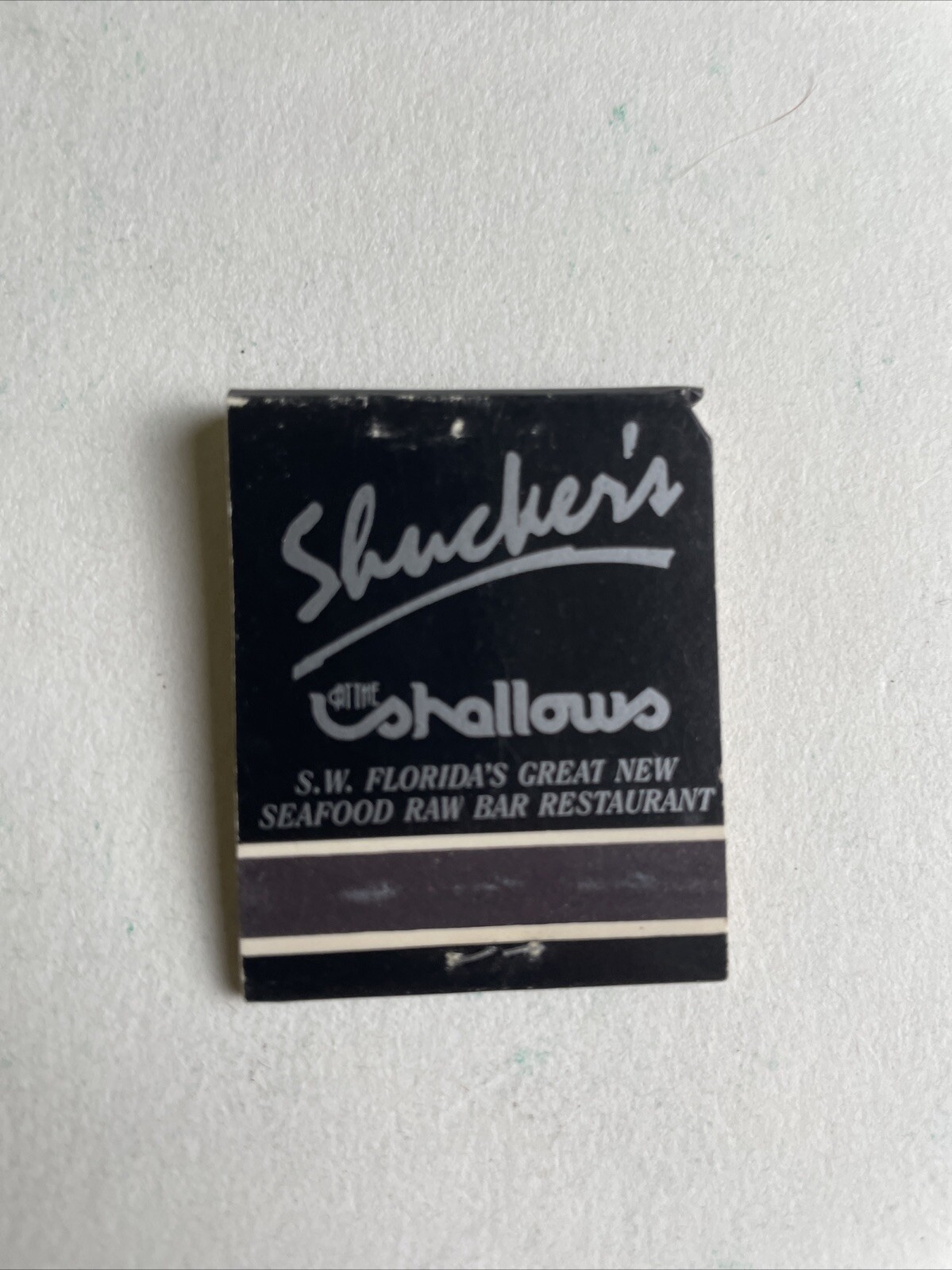 Vintage Matchbook Cover The Shallows Restaurant Ft Myers, Fla Black Grey