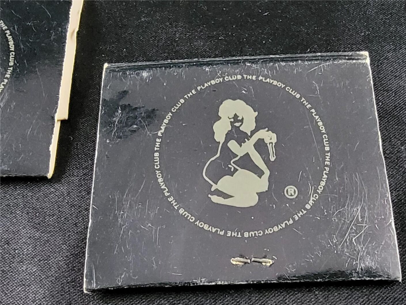 Playboy Club Advertising Matchbooks Large Black w/ Woman Lot x2 Vintage