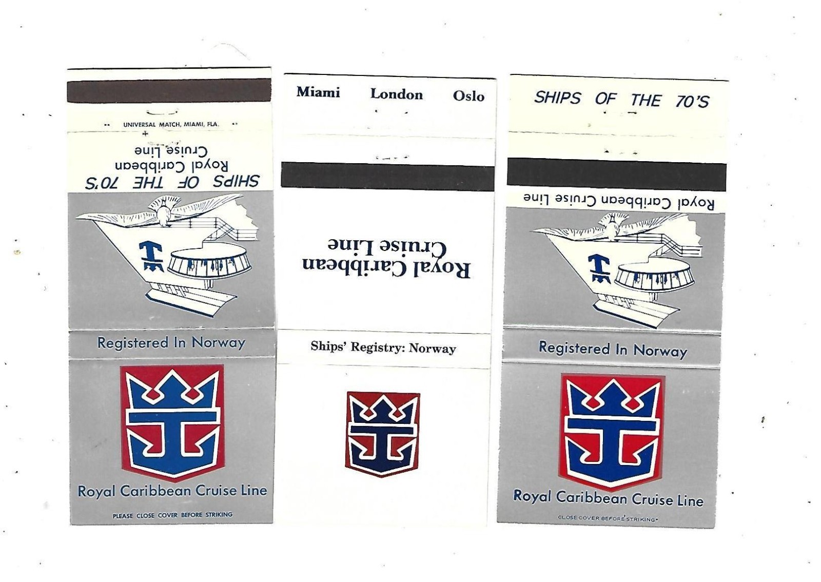 3 Royal Caribbean Cruise Lines Matchcovers No Longer given on ships