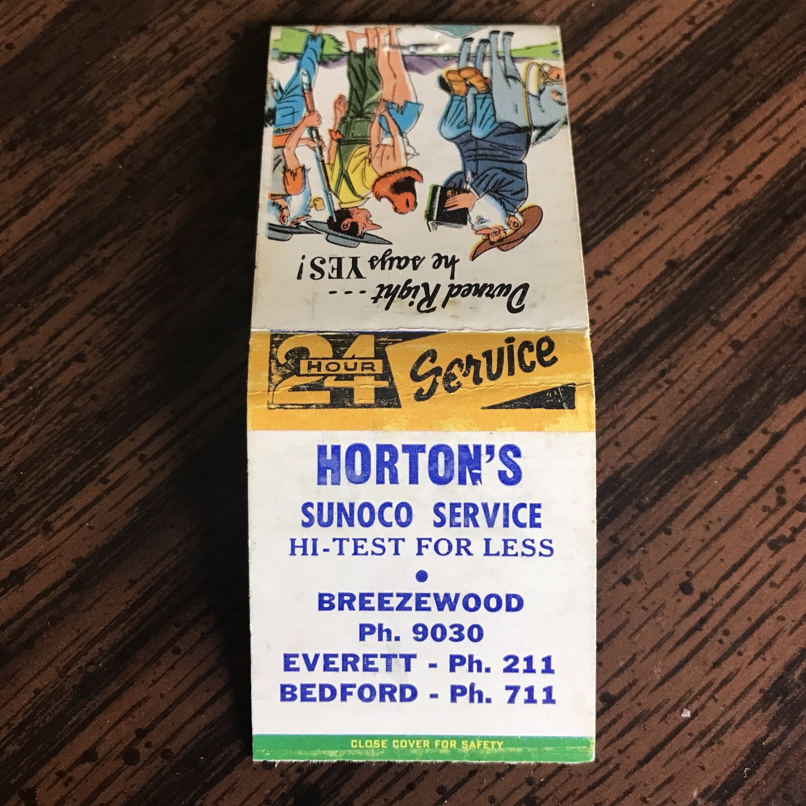 Vintage MATCHBOOK Durned Right He Says YES SUNOCO Service Unstruck Matches