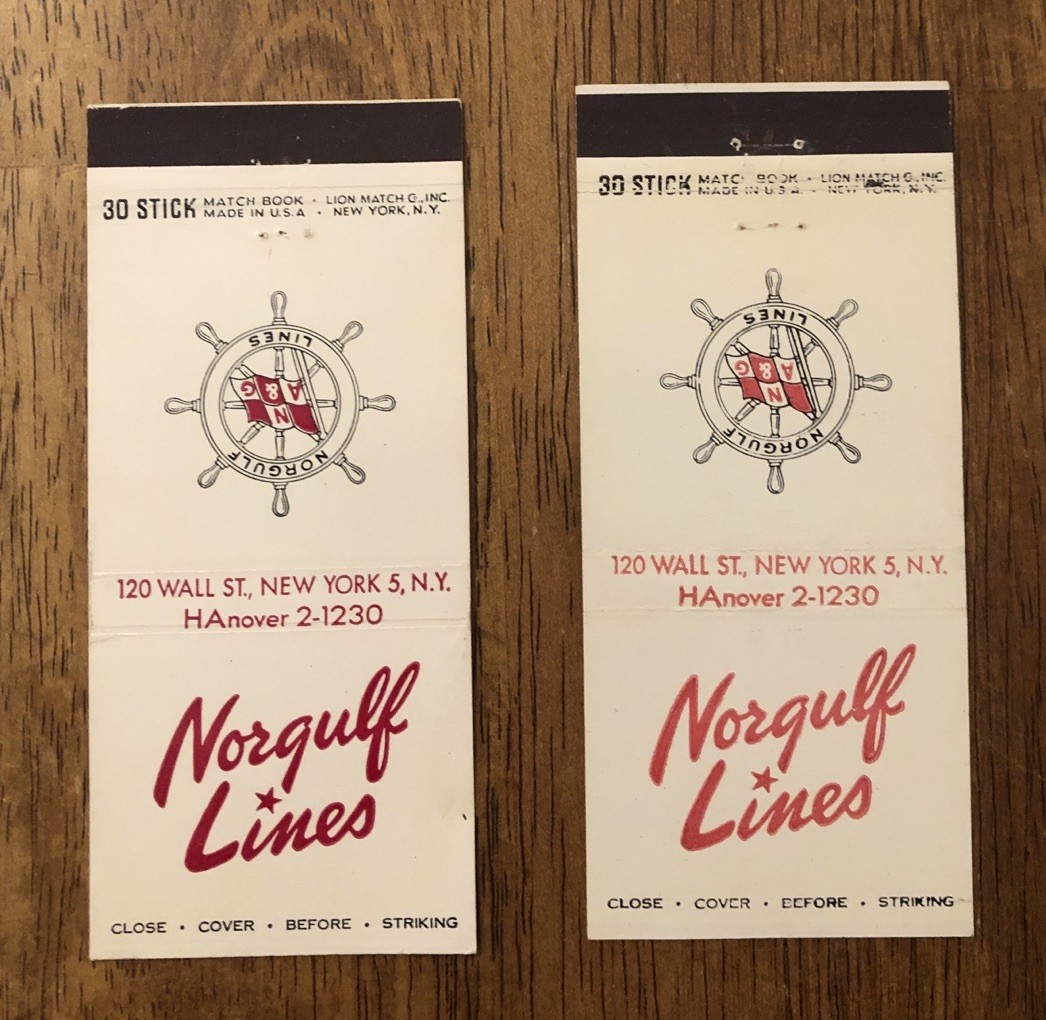 (2) Norgulf Lines New York, N.Y. Matchbook Covers (X1)