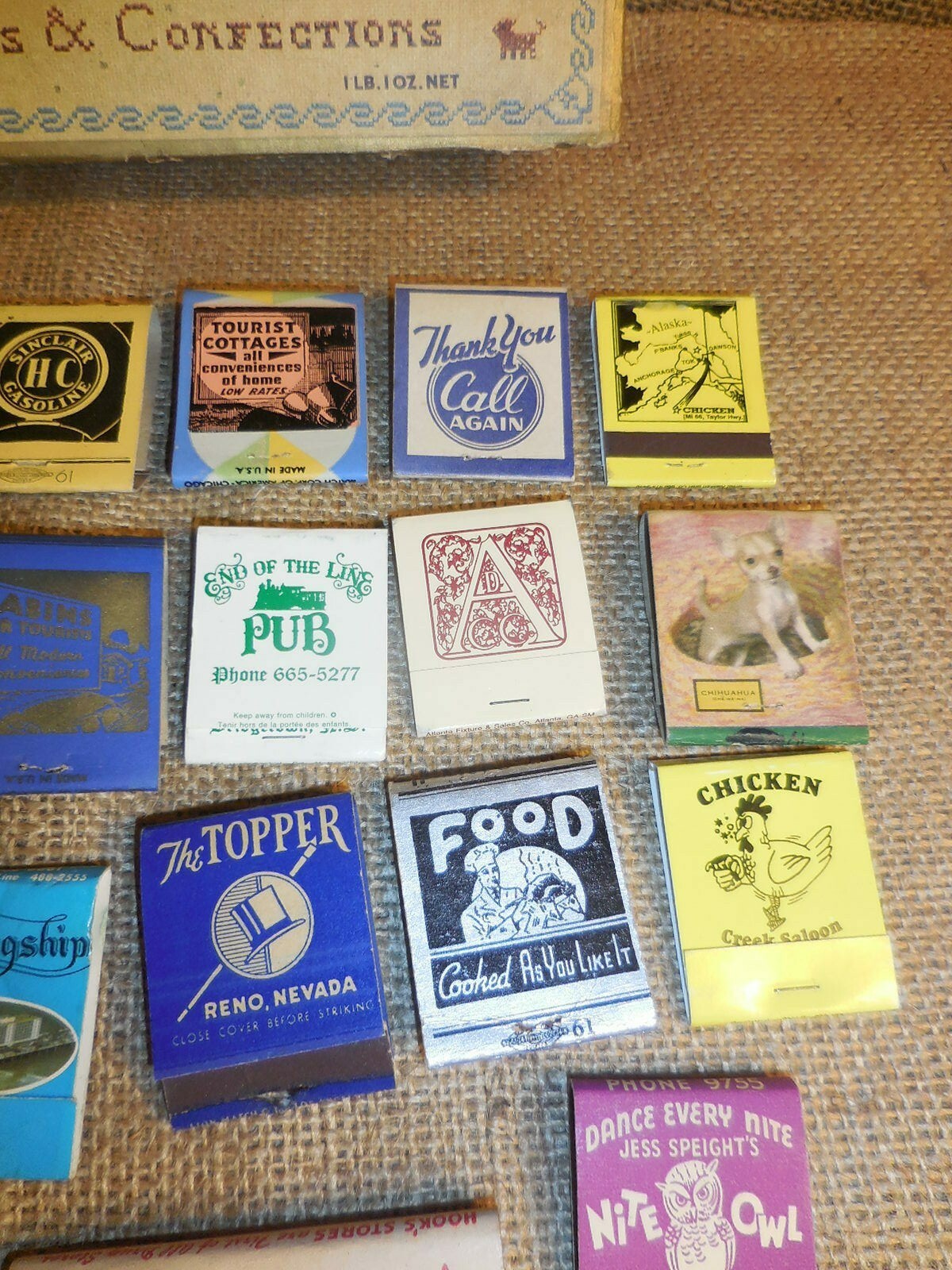 lot of Vintage Matchbox and hotel soaps,cardboard advertising case included